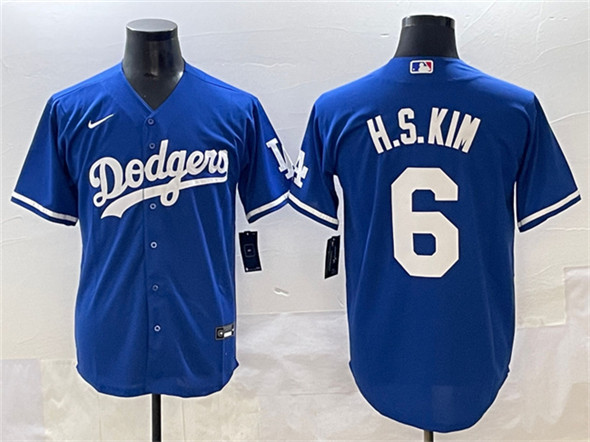 Men's Los Angeles Dodgers #6 H.S.Kim Royal Cool Base Stitched Baseball Jersey