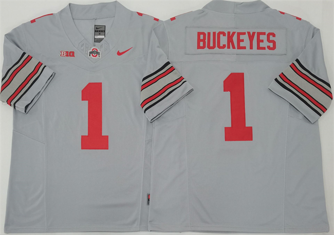 Men's Ohio State Buckeyes #1 Buckeyes Gray 2025 F.U.S.E. Limited Stitched Jersey