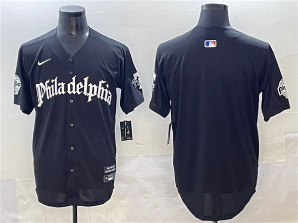Men's Philadelphia Phillies Blank Black GOTHIC Vapor Limited Stitched Jersey