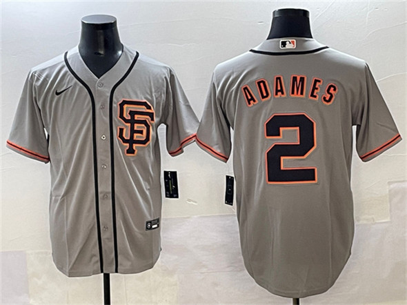 Men's San Francisco Giants #2 Willy Adames Gray Cool Base Stitched Baseball Jersey