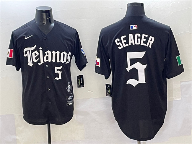 Men's Texas Rangers #5 Corey Seager Black Mexico 2025 Vapor Premier Limited Stitched Baseball Jersey