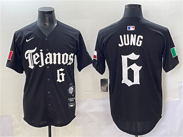 Men's Texas Rangers #6 Josh Jung Black Mexico 2025 Vapor Premier Limited Stitched Baseball Jersey