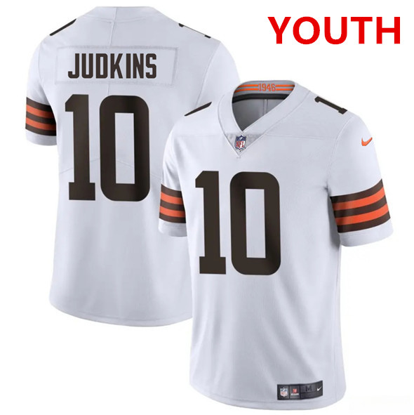 Youth Cleveland Browns #10 Quinshon Judkins White 2025 Vapor Limited Football Stitched Jersey