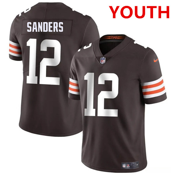 Youth Cleveland Browns #12 Shedeur Sanders Brown 2025 Vapor Limited Football Stitched Jersey