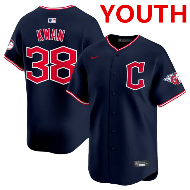 Youth Cleveland Guardians #38 Steven Kwan Navy 2025 Alternate Limited Stitched Baseball Jersey