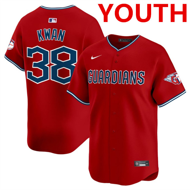 Youth Cleveland Guardians #38 Steven Kwan Red Alternate Limited Stitched Baseball Jersey