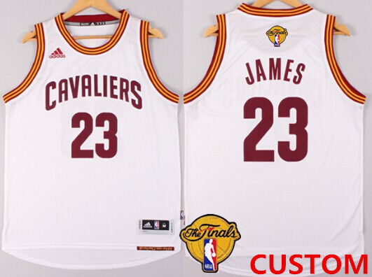 Men's Cleveland Cavaliers Custom 2017 The NBA Finals Patch White Jersey