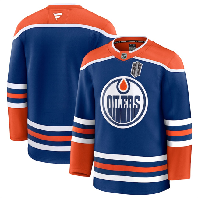 Men's Edmonton Oilers Blank Royal 2025 Stanley Cup Final Patch Stitched Hockey Jersey