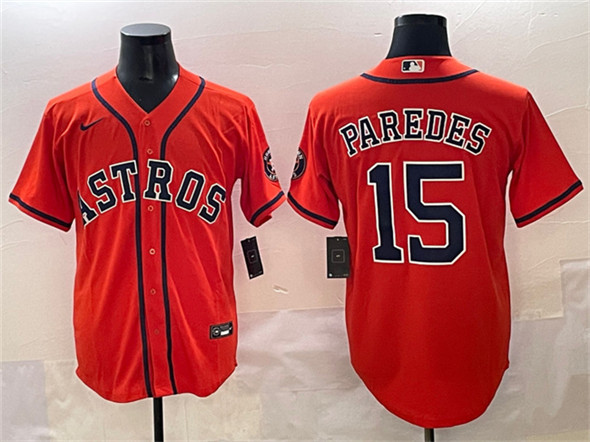 Men's Houston Astros #15 Isaac Paredes Orange Cool Base Stitched Baseball Jersey