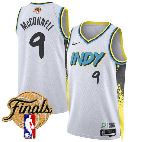 Men's Indiana Pacers #9 T.J. McConnell White 2024-25 City Edition Stitched Basketball Jersey