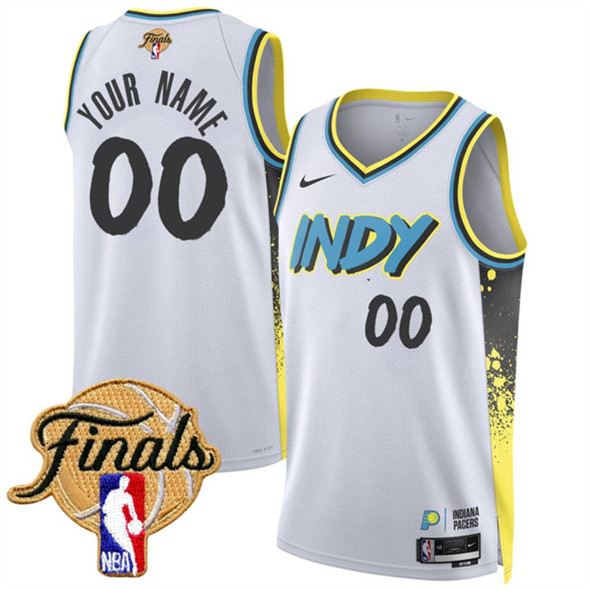 Men's Indiana Pacers Active Player Custom White 2024-25 City Edition Stitched Basketball Jersey