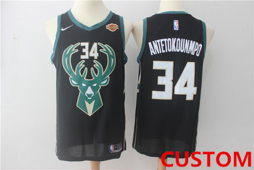 Men's Milwaukee Bucks #Custom Black 2017-2018 Nike Swingman Stitched NBA Jersey