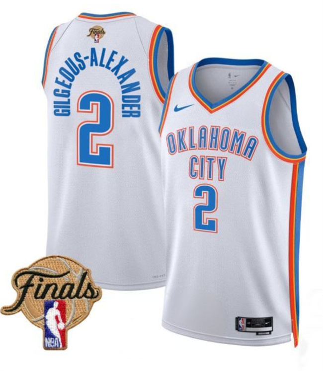 Men's Oklahoma City Thunder #2 Shai Gilgeous-Alexander White 2025 Finals Association Edition Stitched Basketball Jersey