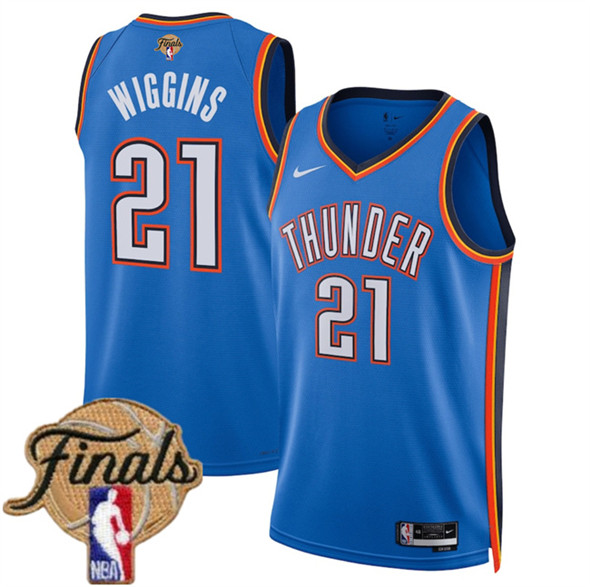 Men's Oklahoma City Thunder #21 Aaron Wiggins Blue 2025 Icon Edition Stitched Basketball Jersey