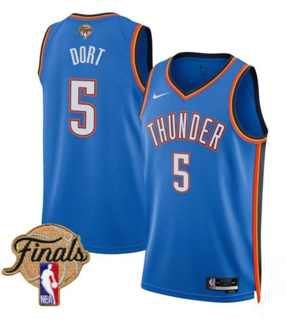 Men's Oklahoma City Thunder #5 Luguentz Dort Blue 2025 Icon Edition Stitched Basketball Jersey