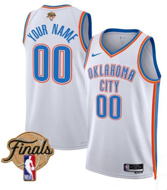 Men's Oklahoma City Thunder Active Player Custom White 2025 Association Edition Stitched Basketball Jersey
