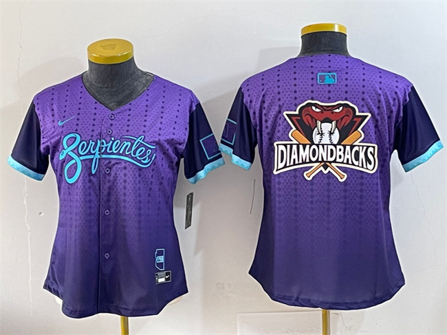 Women's Arizona Diamondbacks Team Big Logo Purple 2025 City Connect Limited Stitched Baseball Jersey(Run Small)
