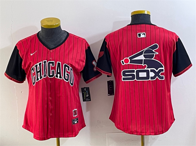 Women's Chicago White Sox Team Big Logo Red Black 2025 City Connect Limited Stitched Baseball Jersey(Run Small)