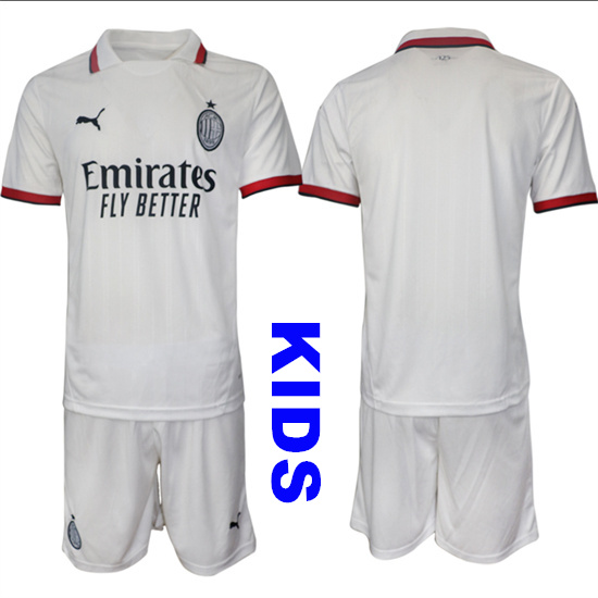 Youth AC Milan away White 2024-25 Kids Soccer Suit Jerseys