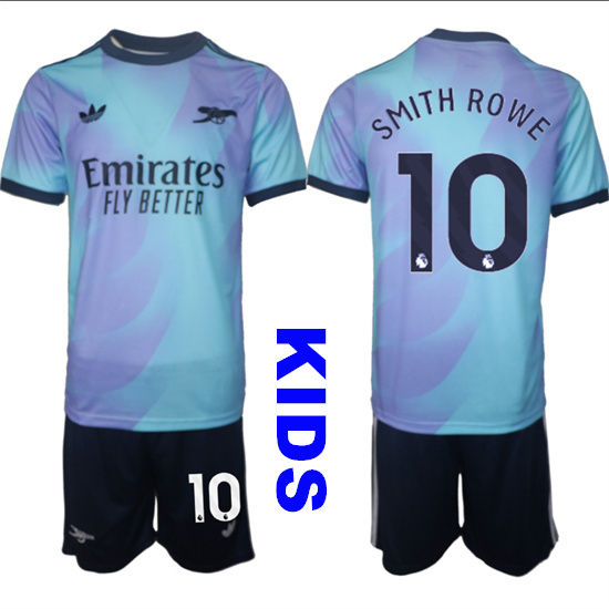 Youth Arsenal #10 SMITH ROWE 2024-25 away Blue Kids Soccer Suit Jersey