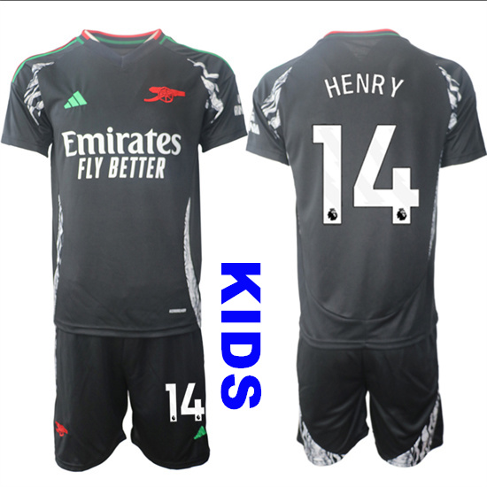 Youth Arsenal #14 HENRY 2024-25 Away Black Kids Soccer Suit Jersey