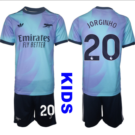 Youth Arsenal #20 JORGINHO 2024-25 away Blue Kids Soccer Suit Jersey