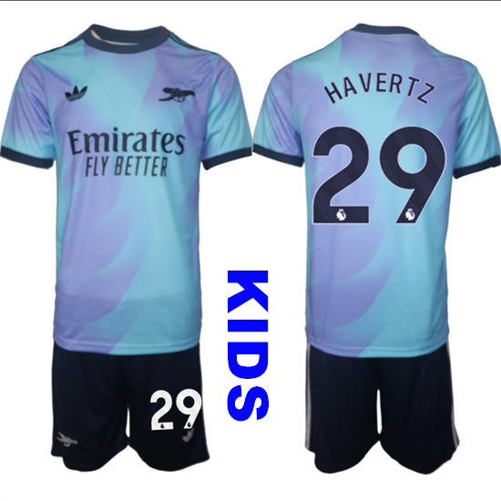 Youth Arsenal #29 HAVERTZ 2024-25 away Blue Kids Soccer Suit Jersey