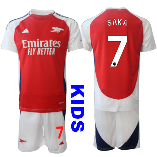 Youth Arsenal #7 SAKA 2024-25 Home Red Kids Soccer Suit Jersey