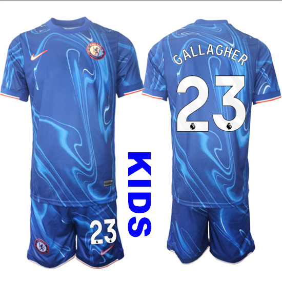 Youth Chelsea #23 GALLAGHER 2024-25 Blue Home Kids Soccer Suit Jersey