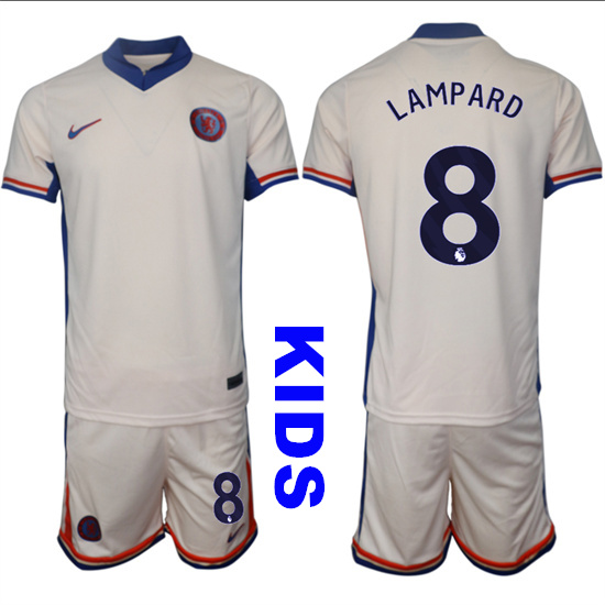 Youth Chelsea #8 LAMPARD 2024-25 Off White Away Kids Soccer Suit Jersey