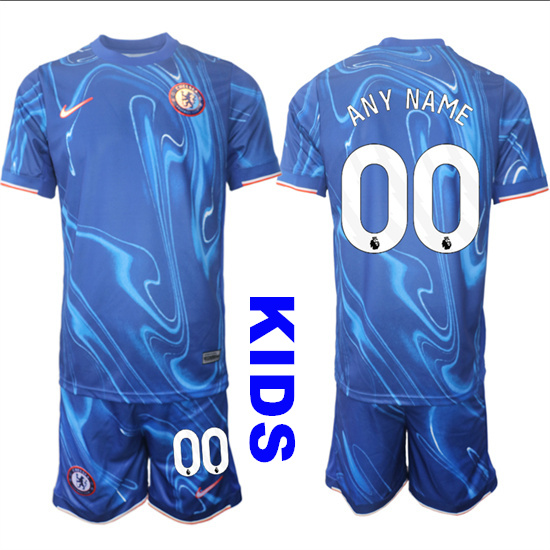 Youth Chelsea Custom Any Name And number 2024-25 Blue Home Kids Soccer Suit Jersey