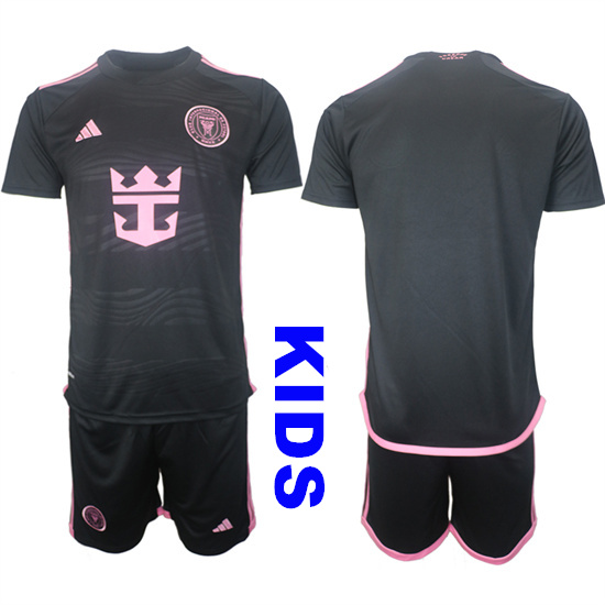 Youth Inter Miami CF Blank 2024-25 Black Away Kids Soccer Suit Jersey