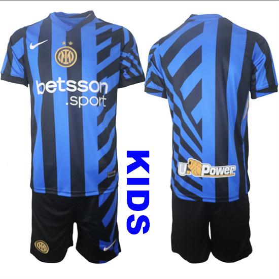 Youth Internazionale Blank Or Custom Home Blue Kids Soccer Suit Jersey