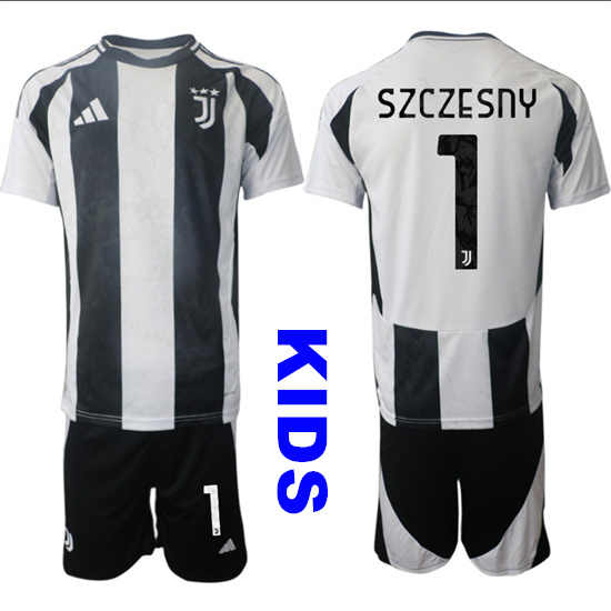 Youth Juventus FC #1 SZCZESNY 2024-25 Home Kids Soccer Suit Jersey