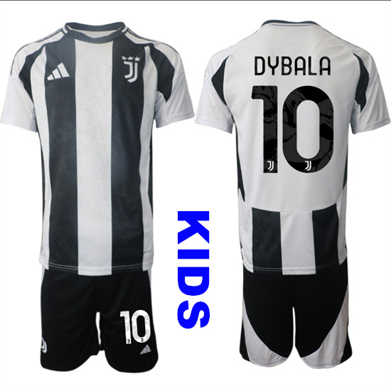 Youth Juventus FC #10 DYBALA 2024-25 Home Kids Soccer Suit Jersey