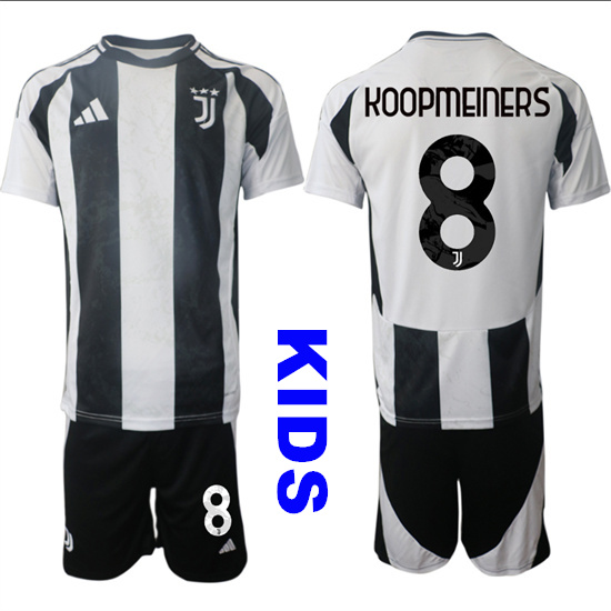 Youth Juventus FC #8 KOOPMEINERS 2024-25 Home Kids Soccer Suit Jersey