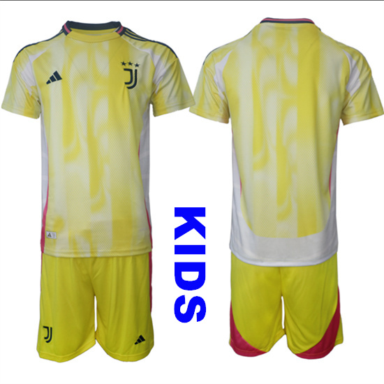 Youth Juventus FC Blank 2024-25 Away Kids Soccer Suit Jersey1