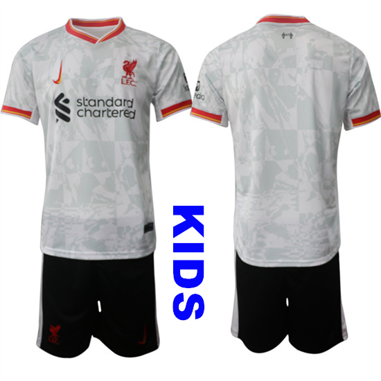 Youth Liverpool Blank 2024-25 Away 2nd Kids Soccer Suit Jersey