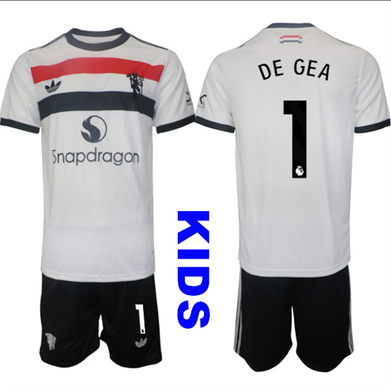 Youth Manchester United #1 DE GEA 2024-25 Away 2nd Kids Soccer Suit Jersey