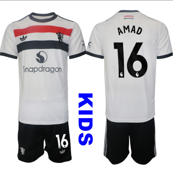 Youth Manchester United #16 AMAD 2024-25 Away 2nd Kids Soccer Suit Jersey