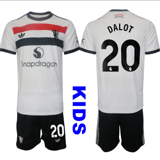Youth Manchester United #20 DALOT 2024-25 Away 2nd Kids Soccer Suit Jersey