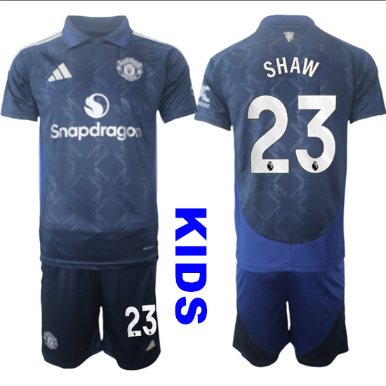 Youth Manchester United #23 SHAW 2024-25 Away Kids Soccer Suit Jersey