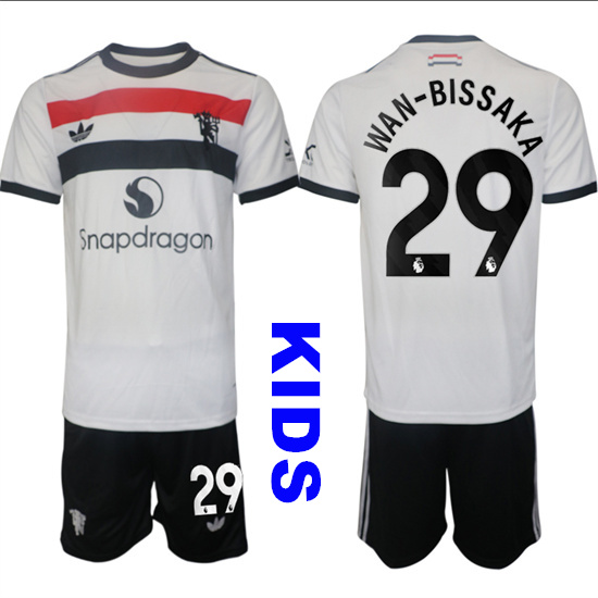 Youth Manchester United #29 WAN-BISSAKA 2024-25 Away 2nd Kids Soccer Suit Jersey