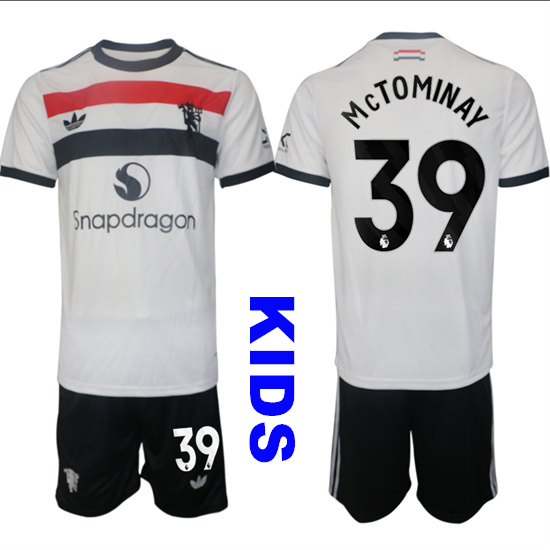 Youth Manchester United #39 McTOMINAY 2024-25 Away 2nd Kids Soccer Suit Jersey