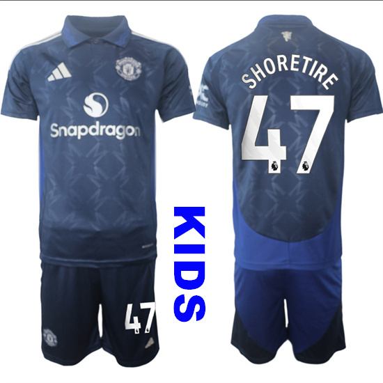 Youth Manchester United #47 SHORETIRE 2024-25 Away Kids Soccer Suit Jersey