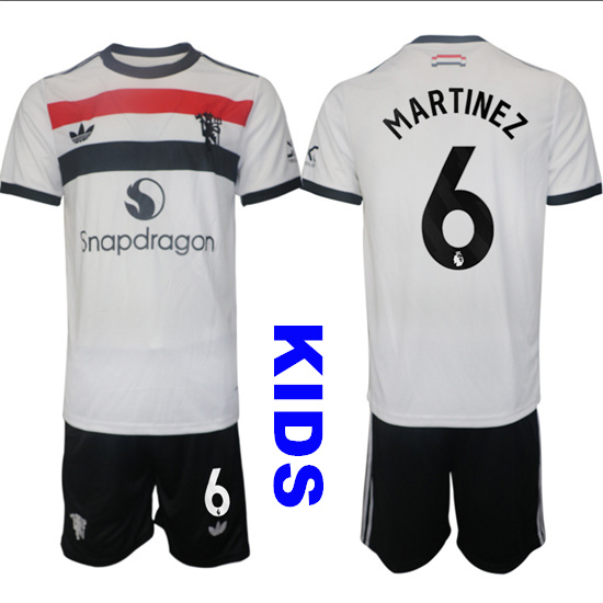 Youth Manchester United #6 MARTINEZ 2024-25 Away 2nd Kids Soccer Suit Jersey