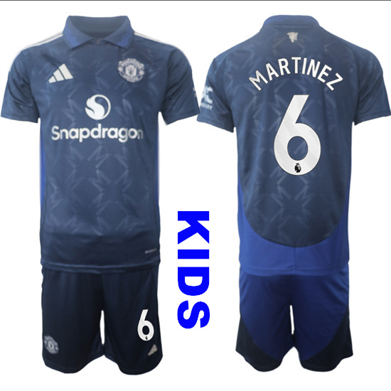 Youth Manchester United #6 MARTINEZ 2024-25 Away Kids Soccer Suit Jersey