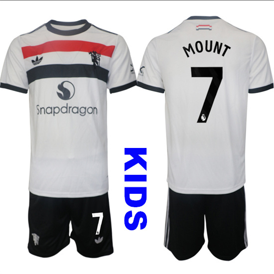 Youth Manchester United #7 MOUNT 2024-25 Away 2nd Kids Soccer Suit Jersey