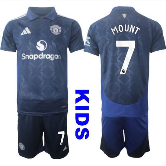 Youth Manchester United #7 MOUNT 2024-25 Away Kids Soccer Suit Jersey