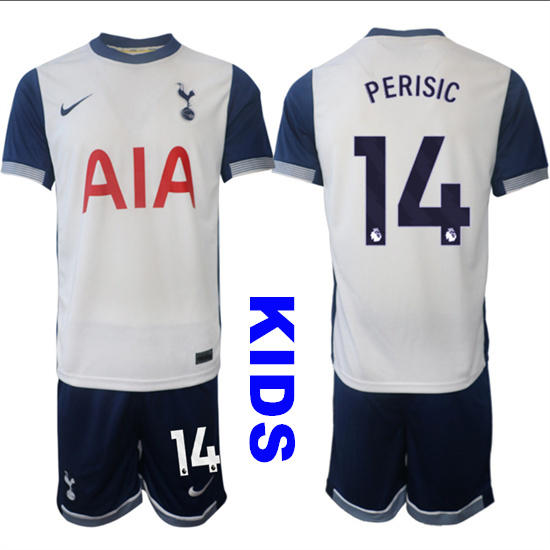 Youth Tottenham Hotspur #14 PERISIC 2024-25 Home Kids Soccer Suit Jersey